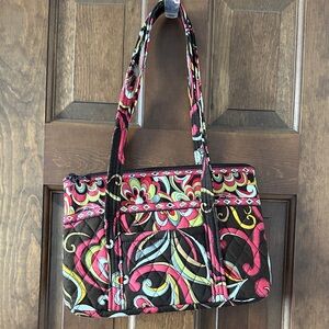 Vera Bradley Retired Puccini Quilted Shoulder Bag in Black and Pink